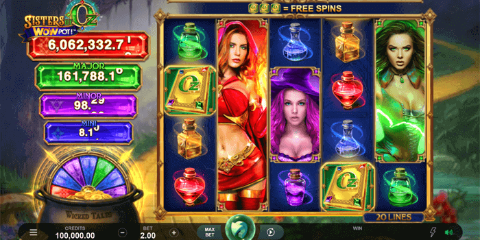 Sisters of Oz Wowpot slot demo game