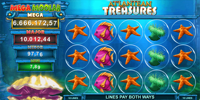 How much does it cost to play the Atlantean Treasures Mega Moolah slot?