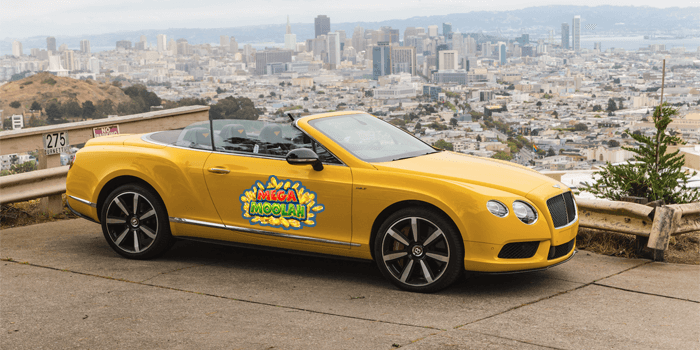 Yellow Bentley GT for Mega Moolah winner