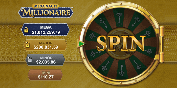Mega Vault Millionaire slot progressive jackpots and jackpot bonus wheel