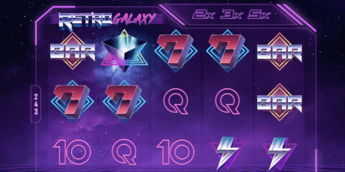 Retro Galaxy slot comes with 243 Ways to Win and Rolling Reels