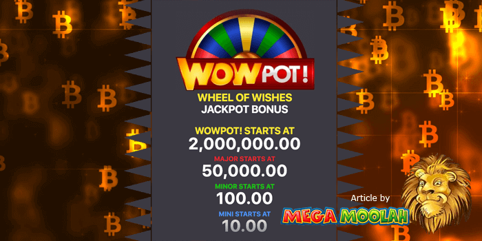 Can you play the Wheel of Whishes slot with Wowpot jackpot using bitcoins?
