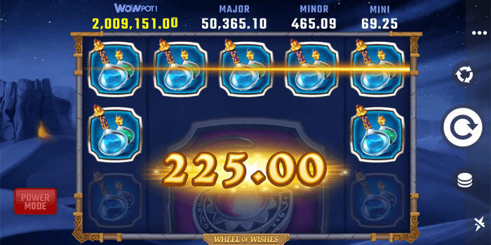 We play 50 Power Mode spins and 50 in the Base Game on Wheel of Wishes